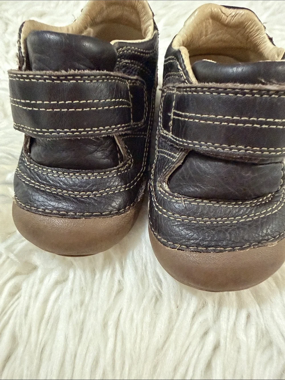 Baby Stride Rite Brown Leather Velcro Sneakers Size Size 5